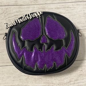 *Love Pain & Stitches Unfortunate Soul Black Purple Pumpkin Crossbody Purse